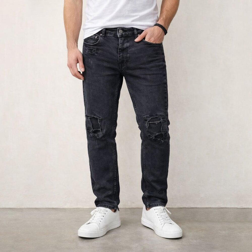 KSUBI Distressed‎ Denim Jeans Charcoal Black 34"